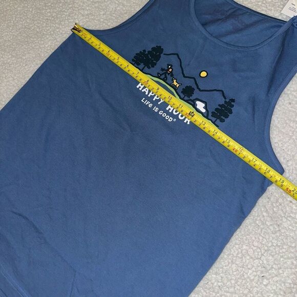 Life is Good Unisex Blue Tank Top Hiking Mountain Dog Print Size Small NWT - Picture 7 of 8